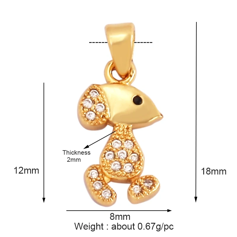 Unique Fine Animal Pet Dog Moon cat Owl Fox Sheep Goat Charm Pendant,Cute 18K Gold Necklace Bracelet for Jewelry Supplies N31