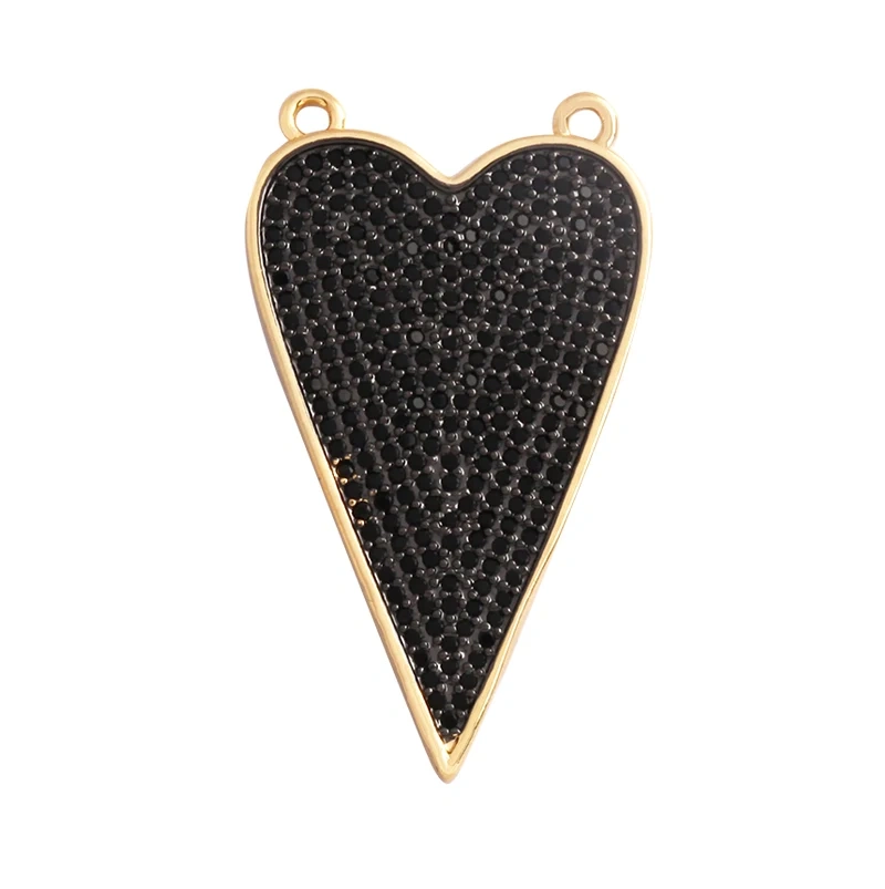 Fashion Love Heart Zircon Focal Charm Pendant,Twin Two Hole 18K Gold Plated, Necklace Bracelet Jewelry Accessories Supply M07