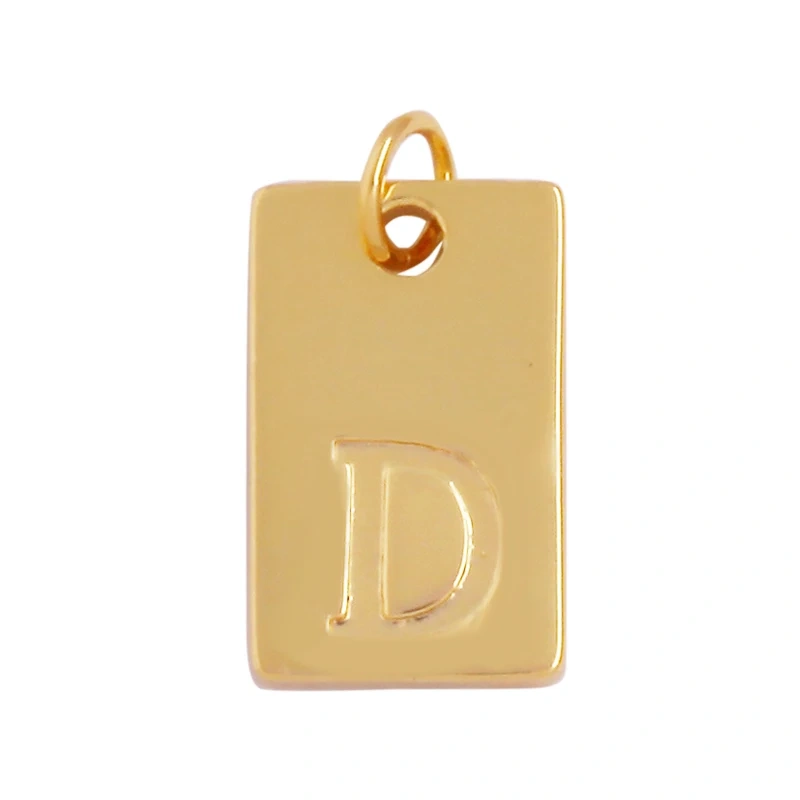 Simpleness Rectangle 18K Gold Plated Brass Initial Name A-Z Letter Charm Pendant Necklace,Fashion Jewelry Findings Supplies K58