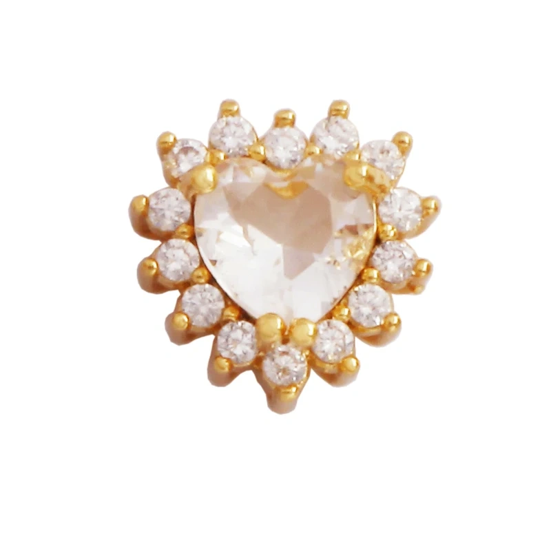 Mix Style Heart Star Eye Geometry 18K Gold Plated Brass Space Bead,Colorful Zircon Bracelet Necklace Charm Jewelry Supplies M64
