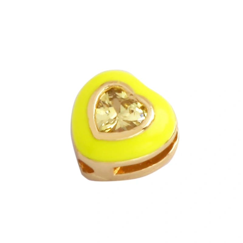 Fashion Love Heart Round Rectangle Geometry Shape Colourful Enamel Spacer Beads Tube,18K Gold Plated Jewelry Making Supplies M66