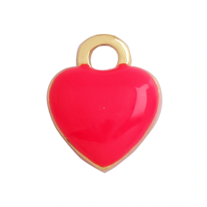 Trendy Love Heart Enamel Zircon Charm Pendant,18K Gold Plated Colour,Necklace Bracelet Handmade Jewelry Accessories Supplies M69