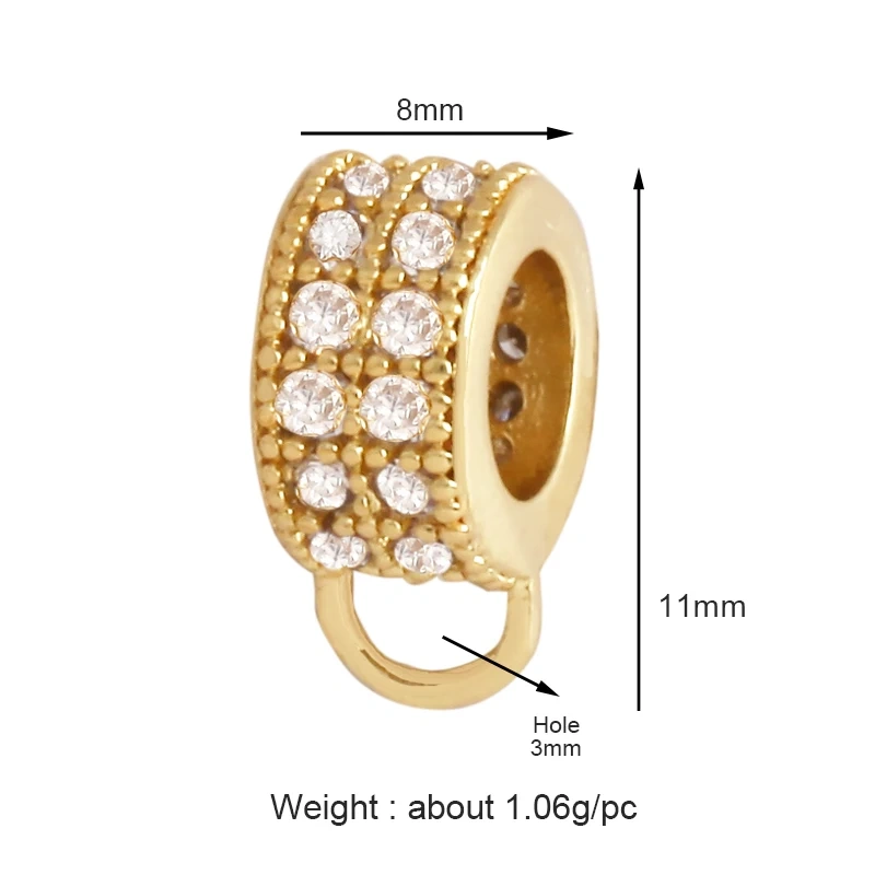 Creative Trendy Charm Pendant Holder Jewelry Findings,Geometry 18K Gold Bail Micro Pave Cubic Zirconia Accessories Supplies M69