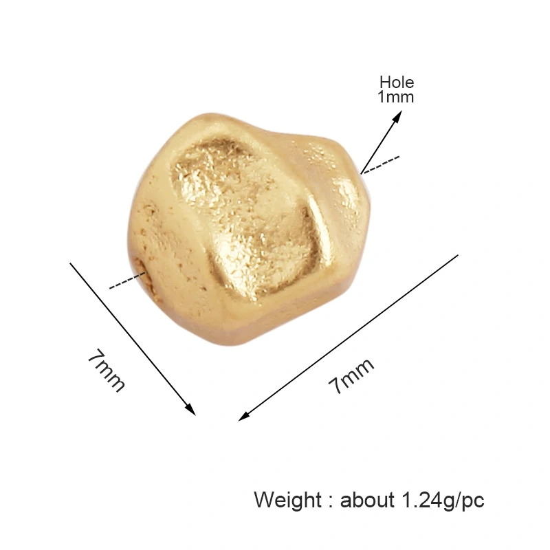 New Style Simple 18K Gold Plated Brass Irregular Space Beads,Men Women Bracelet DIY Charms Handmade Jewelry Accessories Supplies