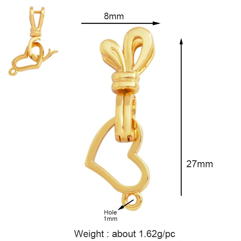 Creative Trendy Charm Pendant Holder Jewelry Findings,Geometry 18K Gold Bail Micro Pave Cubic Zirconia Accessories Supplies K94