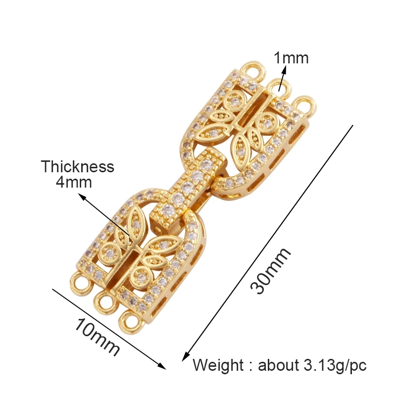 Openable Two strands Bracelet Necklace Clasp Buckle Micro CZ Paved,Real Gold Plated,Not Easy To Tarnish,Jewelry Component Supply