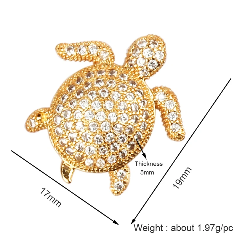 Sea Tortoise Turtle Star Fish Animal Bead ，Spacer Beads Charms/ Micro Pave Bead/Cubic Zirconia CZ Space Beads ,19mm Q47