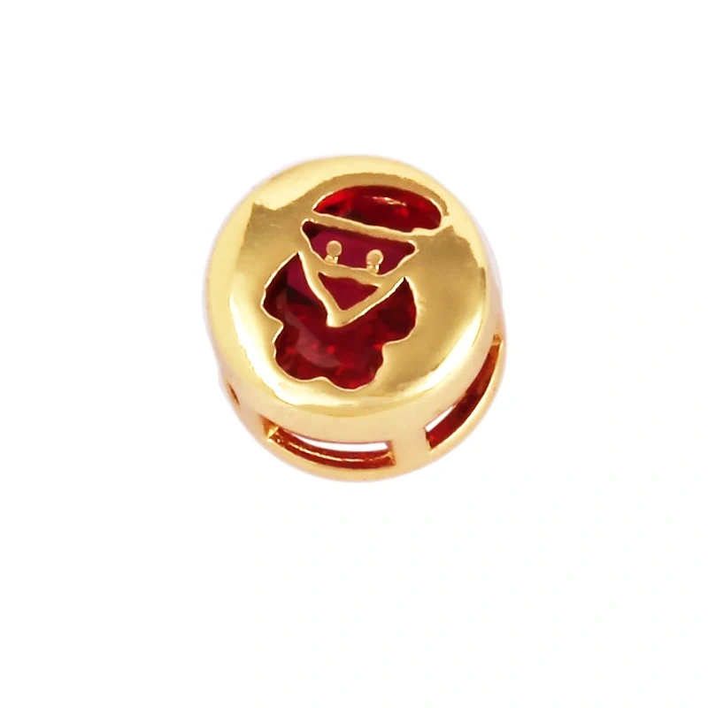 Elk Christmas Trees Happy Face Zircon Bead,18K Gold Brass Colourful DIY Bracelet Components Accessories Wholesale Supplies M64