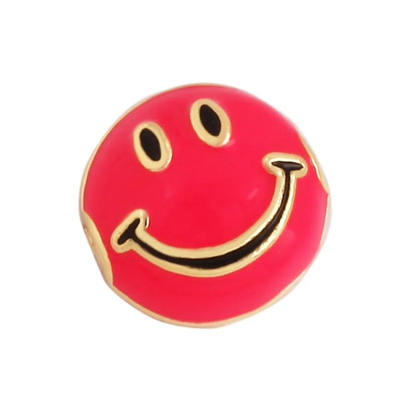 Peace Sign Happy Face Flowers Enamel Bead,10mm Gold Brass Colourful DIY Bracelet Components Accessories Wholesale Supplies M88