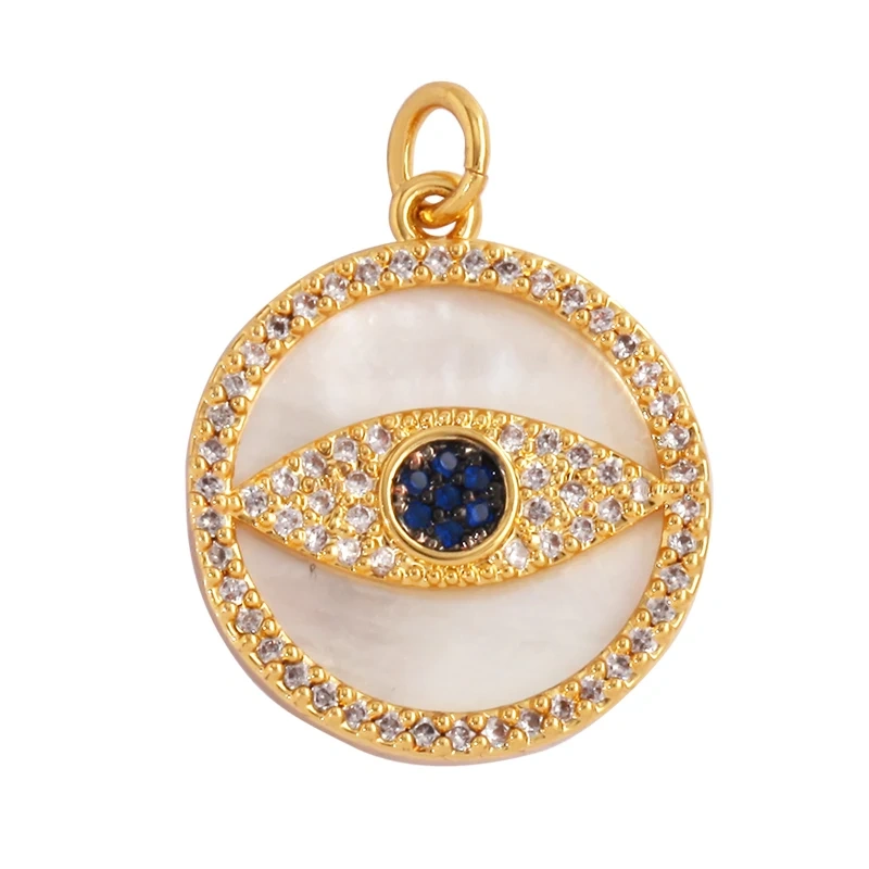Evil Eye Hand 18K Gold Plated Cubic Zirconia CZ Paved Religious Charm Pendant,Jewelry Necklace Bracelet Accessories Supplies M66
