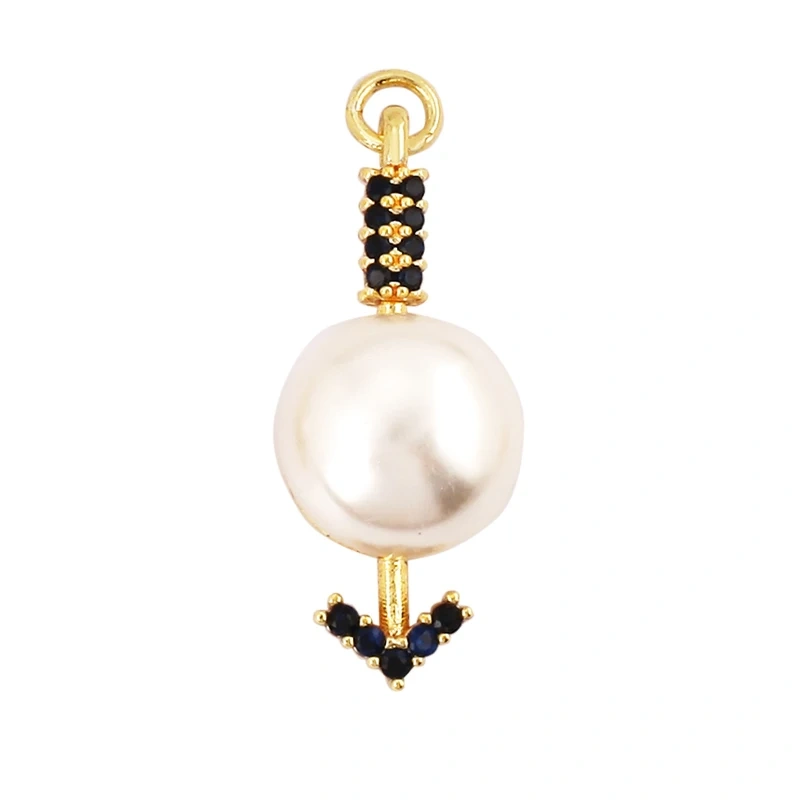 Cross Smiling Face Heart Flower Pearl CZ Zircon 18K Gold Charm Pendant,Bracelet Necklace Attachment Jewelry Findings Supply L36