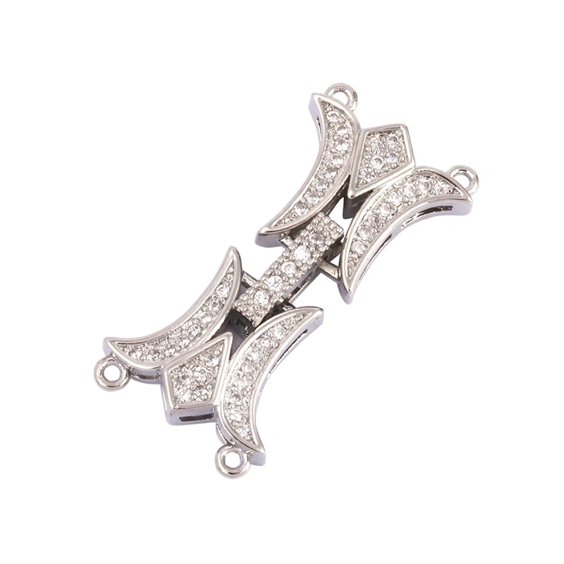 Openable Two strands Bracelet Necklace Clasp Buckle Micro CZ Paved,Real Gold Plated,Not Easy To Tarnish,Jewelry Component Supply