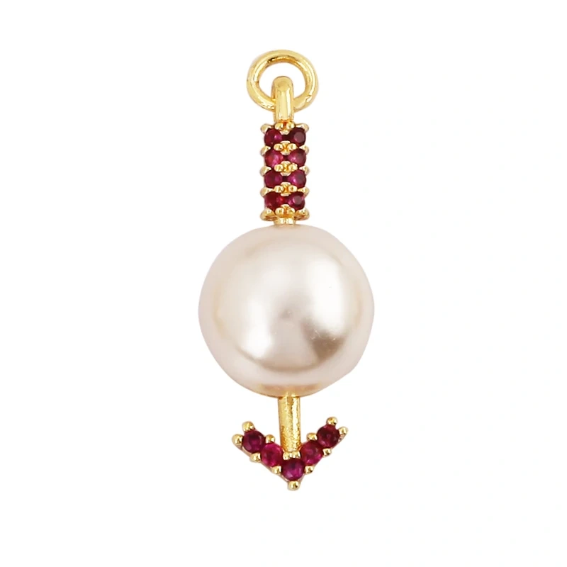 Cross Smiling Face Heart Flower Pearl CZ Zircon 18K Gold Charm Pendant,Bracelet Necklace Attachment Jewelry Findings Supply L36