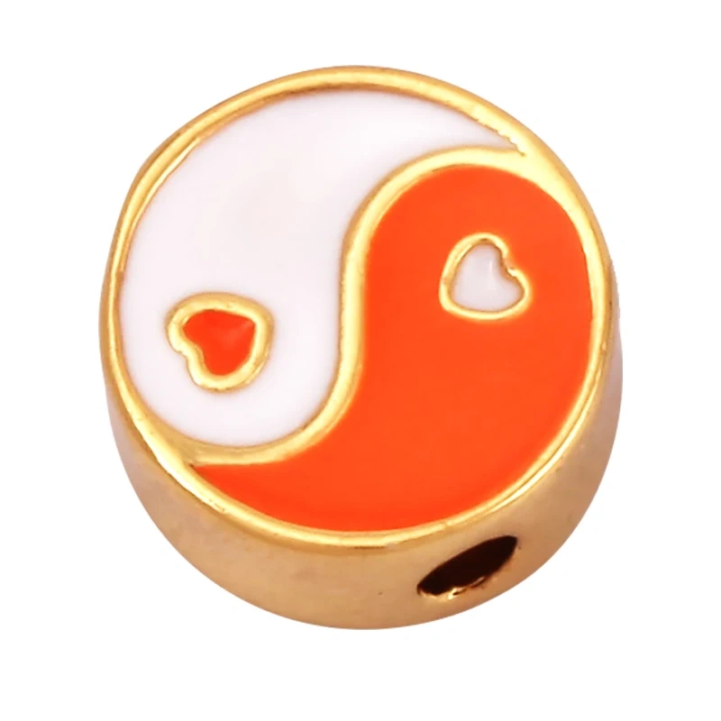 Enamel Happy  Face Heart Star Bead,10mm Gold Brass Colourful DIY Bracelet Components Accessories Wholesale Supplies M88