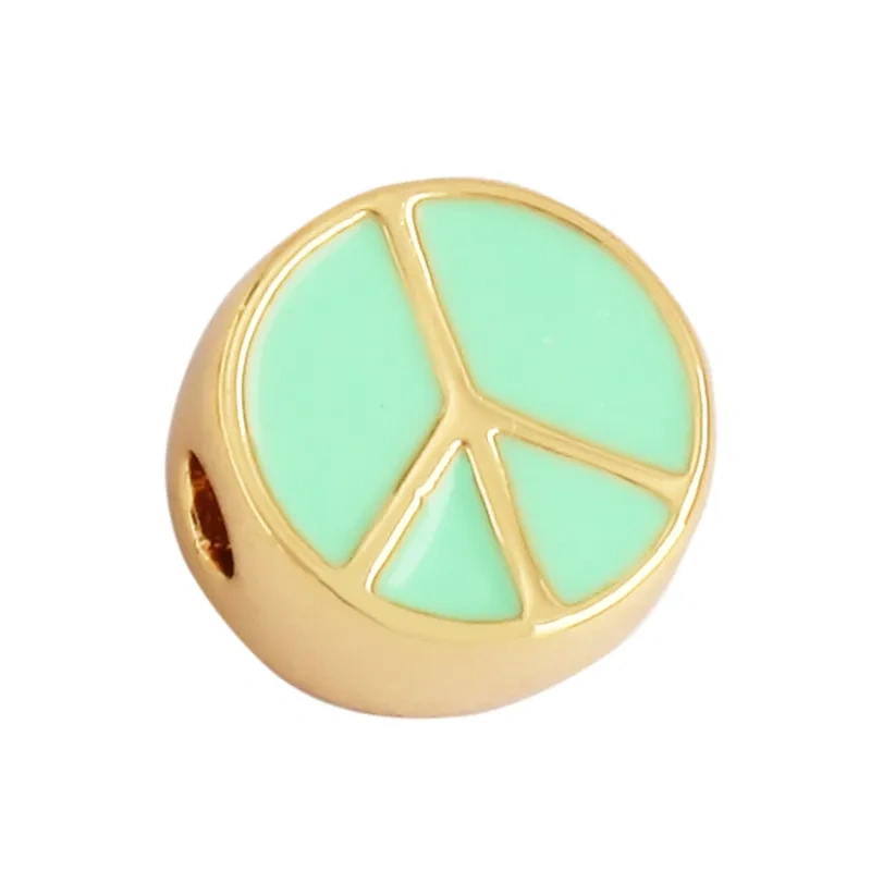 Peace Sign Happy Face Flowers Enamel Bead,10mm Gold Brass Colourful DIY Bracelet Components Accessories Wholesale Supplies