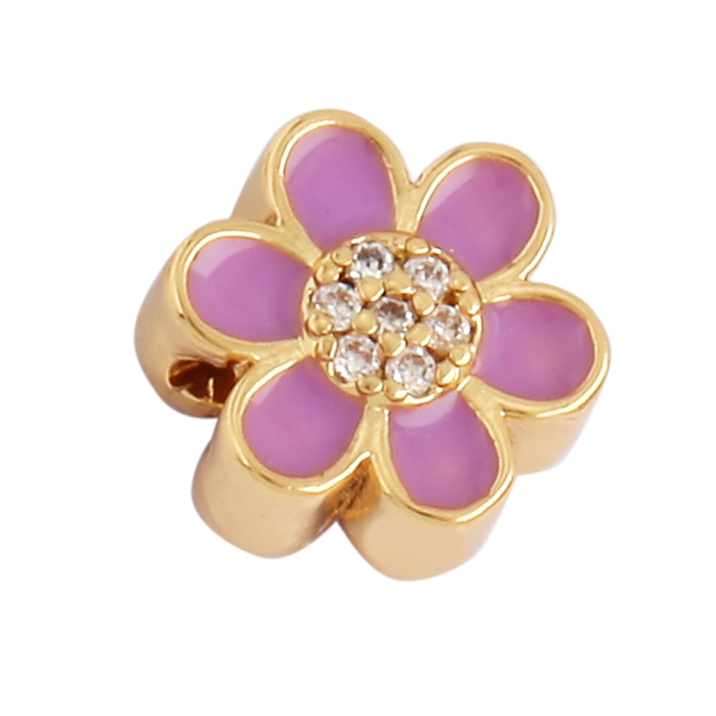 Peace Sign Happy Face Flowers Enamel Bead,10mm Gold Brass Colourful DIY Bracelet Components Accessories Wholesale Supplies M88