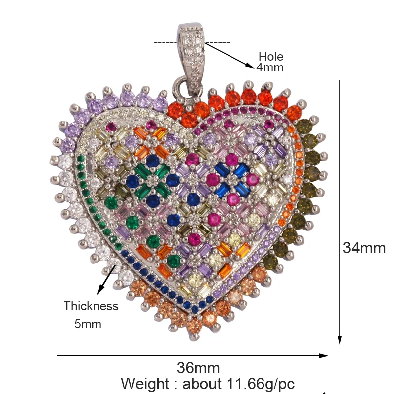 Fashion Love Heart Zircon Focal Charm Pendant,Twin Two Hole 18K Gold Plated, Necklace Bracelet Jewelry Accessories Supply M07