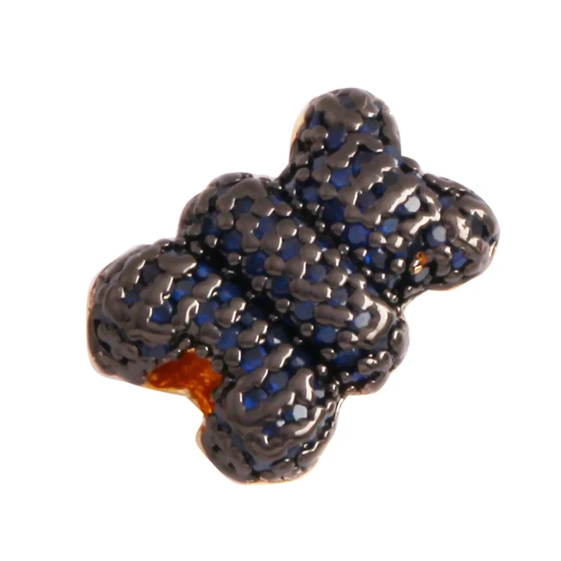 Cute Bear Animal 18K Gold Plated Brass Space Beads,Micro Pave Cubic Zirconia for Men Bracelet Necklace Charm Jewelry Supply M64