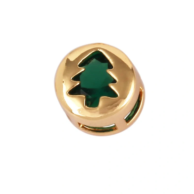 Elk Christmas Trees Happy Face Zircon Bead,18K Gold Brass Colourful DIY Bracelet Components Accessories Wholesale Supplies M64