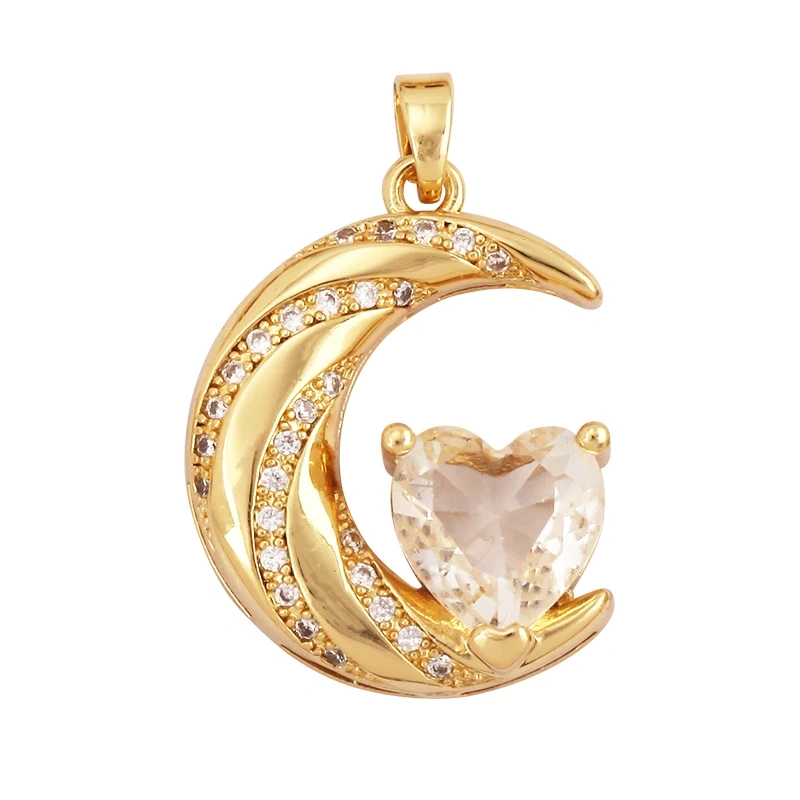 Trendy Star Moon Sun Charm Focal Pendant,18K Gold Plated Zircon Necklace Bracelet For Handmade Jewelry Findings Supplies K47