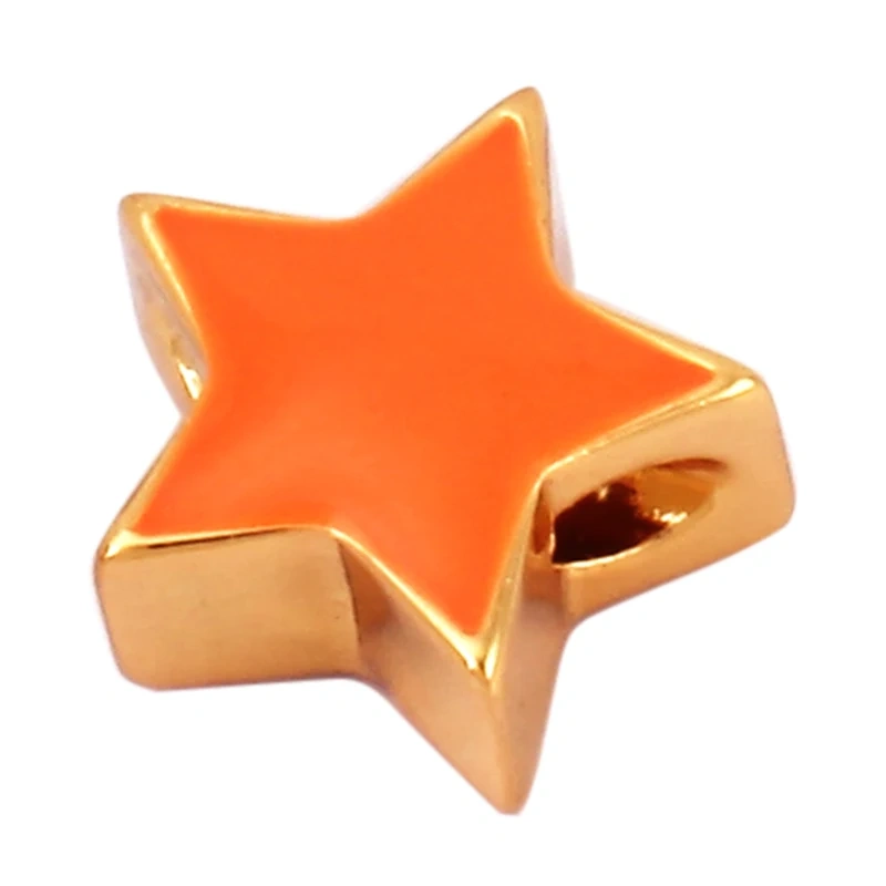 Enamel Happy  Face Heart Star Bead,10mm Gold Brass Colourful DIY Bracelet Components Accessories Wholesale Supplies M88