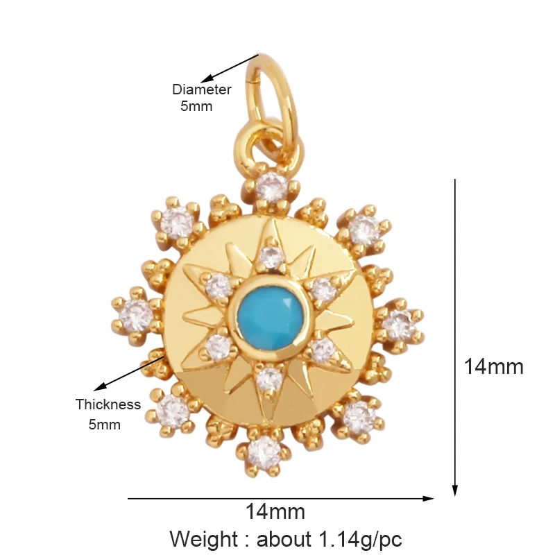 Evil Eye Hand 18K Gold Plated Cubic Zirconia CZ Paved Religious Charm Pendant,Jewelry Necklace Bracelet Accessories Supplies M66