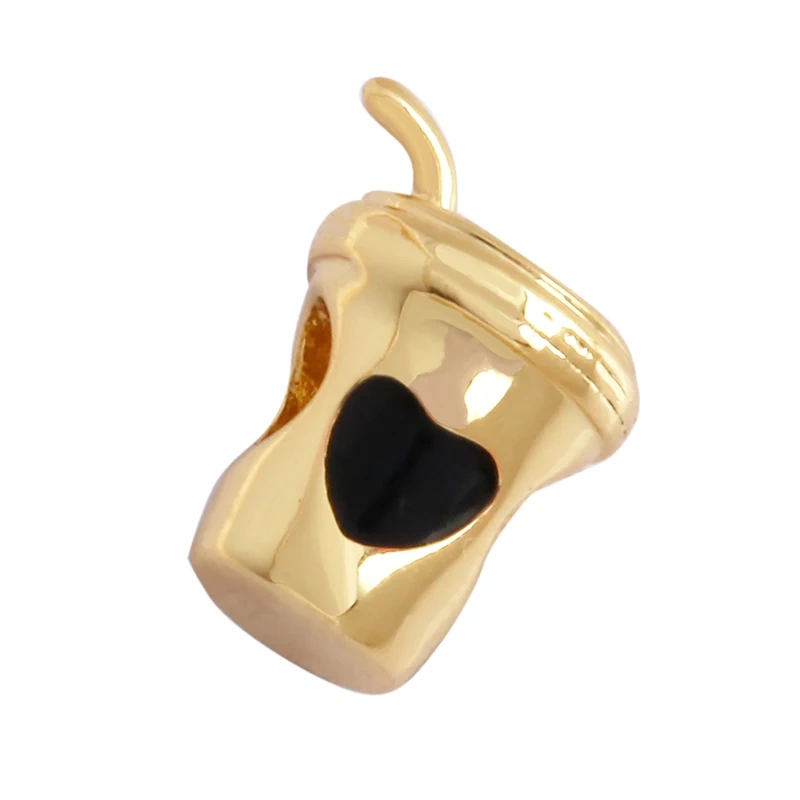 Newest Colourful Enamel Teacup Coffee Cup Bead,Love Heart 18K Gold Plated Bracelet Necklace Components Accessories Supplies P07