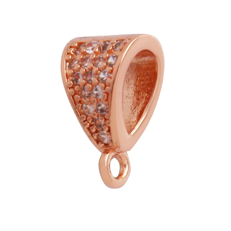 Creative Trendy Charm Pendant Holder Jewelry Findings,Geometry 18K Gold Bail Micro Pave Cubic Zirconia Accessories Supplies K94
