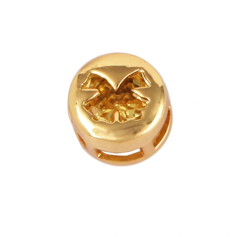 Elk Christmas Trees Happy Face Zircon Bead,18K Gold Brass Colourful DIY Bracelet Components Accessories Wholesale Supplies M64