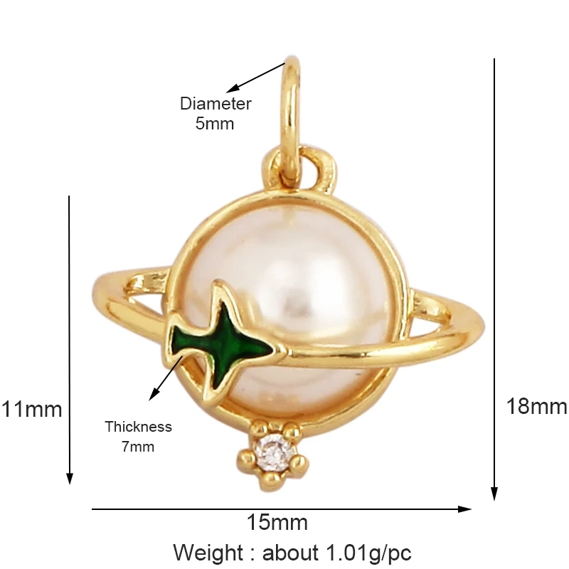 Cross Smiling Face Heart Flower Pearl CZ Zircon 18K Gold Charm Pendant,Bracelet Necklace Attachment Jewelry Findings Supply L36