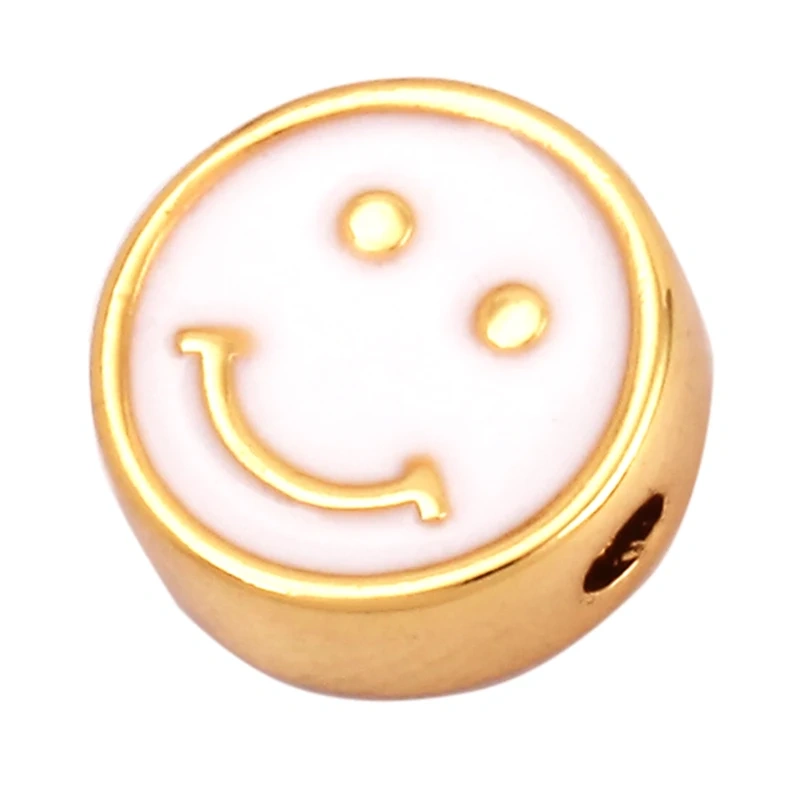 Enamel Happy  Face Heart Star Bead,10mm Gold Brass Colourful DIY Bracelet Components Accessories Wholesale Supplies M88