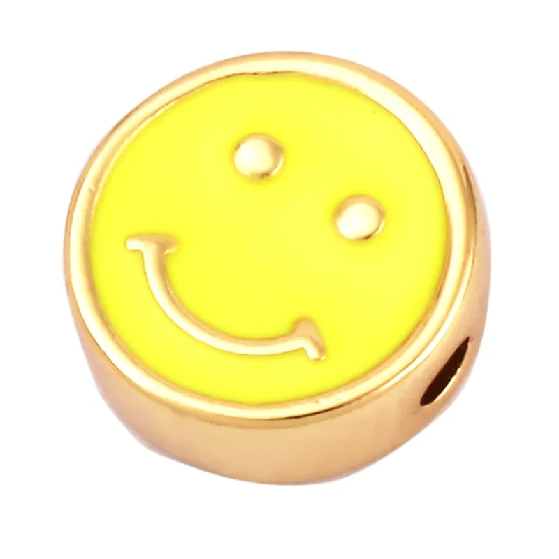 Enamel Happy  Face Heart Star Bead,10mm Gold Brass Colourful DIY Bracelet Components Accessories Wholesale Supplies M88