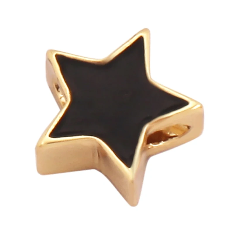 Enamel Happy  Face Heart Star Bead,10mm Gold Brass Colourful DIY Bracelet Components Accessories Wholesale Supplies M88