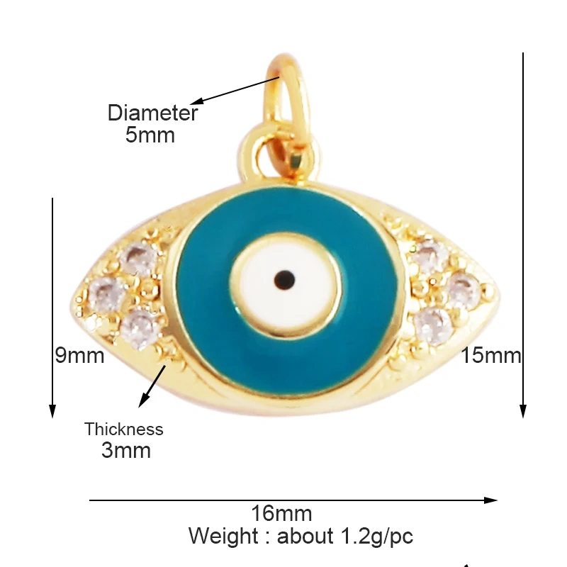Evil Eye Hand 18K Gold Plated Cubic Zirconia CZ Paved Religious Charm Pendant,Jewelry Necklace Bracelet Accessories Supplies M66
