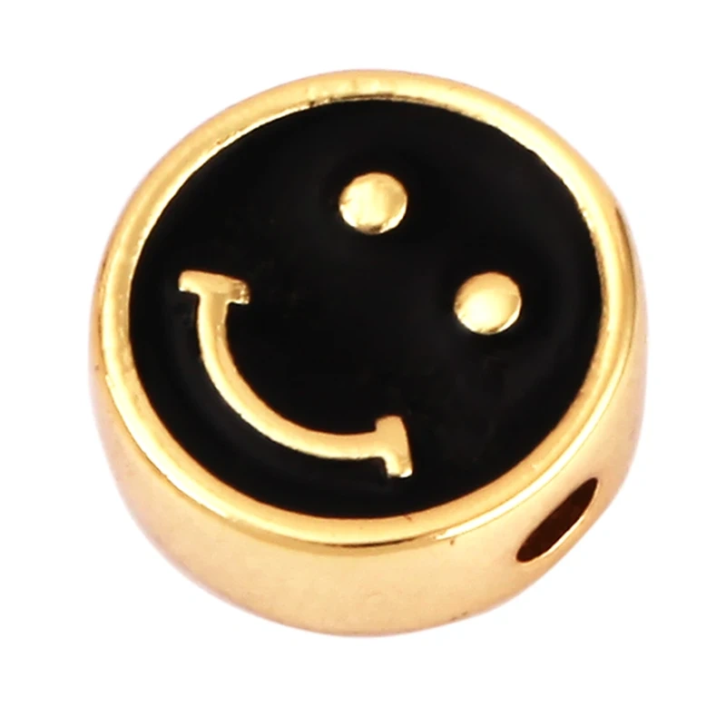 Enamel Happy  Face Heart Star Bead,10mm Gold Brass Colourful DIY Bracelet Components Accessories Wholesale Supplies M88