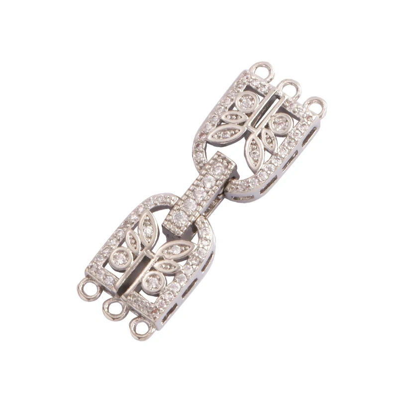 Openable Two strands Bracelet Necklace Clasp Buckle Micro CZ Paved,Real Gold Plated,Not Easy To Tarnish,Jewelry Component Supply