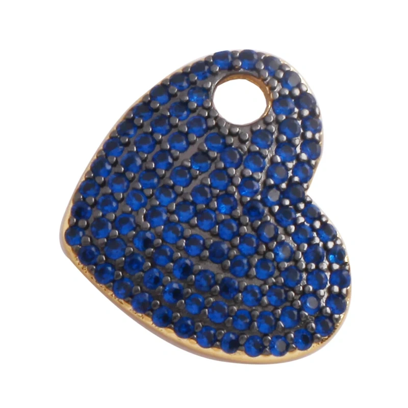 Fashion Love Heart Zircon Focal Charm Pendant,Twin Two Hole 18K Gold Plated, Necklace Bracelet Jewelry Accessories Supply M07