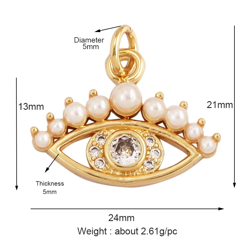 Cross Smiling Face Heart Flower Pearl CZ Zircon 18K Gold Charm Pendant,Bracelet Necklace Attachment Jewelry Findings Supply L36