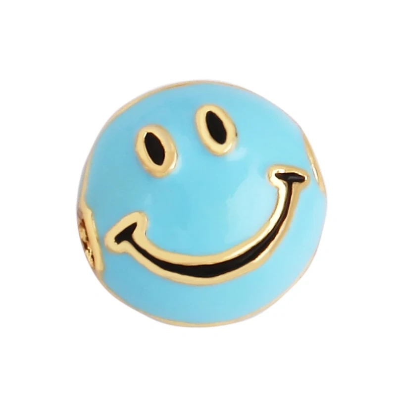 Peace Sign Happy Face Flowers Enamel Bead,10mm Gold Brass Colourful DIY Bracelet Components Accessories Wholesale Supplies M88