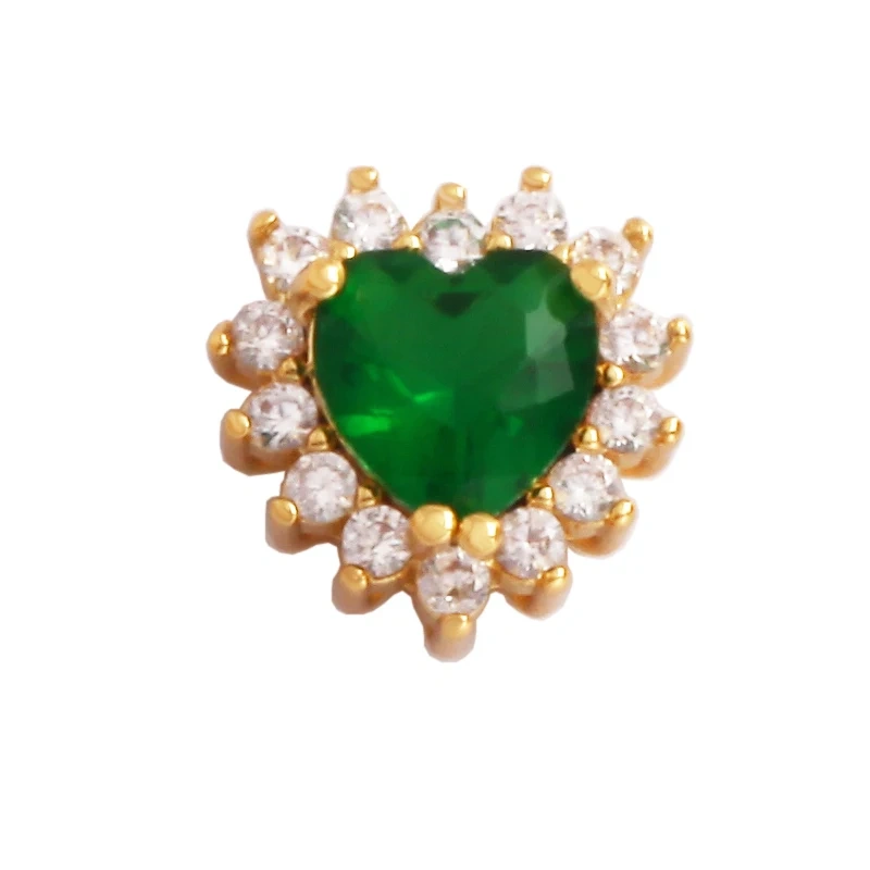 Mix Style Heart Star Eye Geometry 18K Gold Plated Brass Space Bead,Colorful Zircon Bracelet Necklace Charm Jewelry Supplies M64