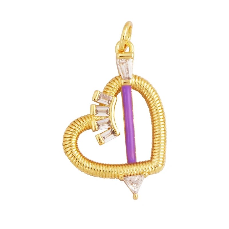 Trendy Love Heart Enamel Zircon Charm Pendant,18K Gold Plated Colour,Necklace Bracelet Handmade Jewelry Accessories Supplies M69