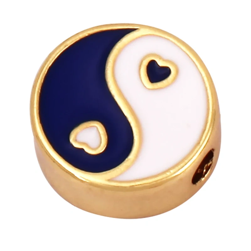 Enamel Happy  Face Heart Star Bead,10mm Gold Brass Colourful DIY Bracelet Components Accessories Wholesale Supplies M88