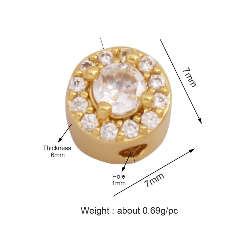 Elk Christmas Trees Happy Face Zircon Bead,18K Gold Brass Colourful DIY Bracelet Components Accessories Wholesale Supplies M64