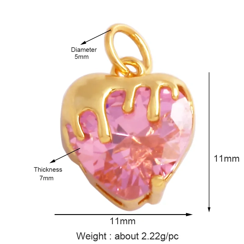 Trendy Love Heart Enamel Zircon Charm Pendant,18K Gold Plated Colour,Necklace Bracelet Handmade Jewelry Accessories Supplies M69