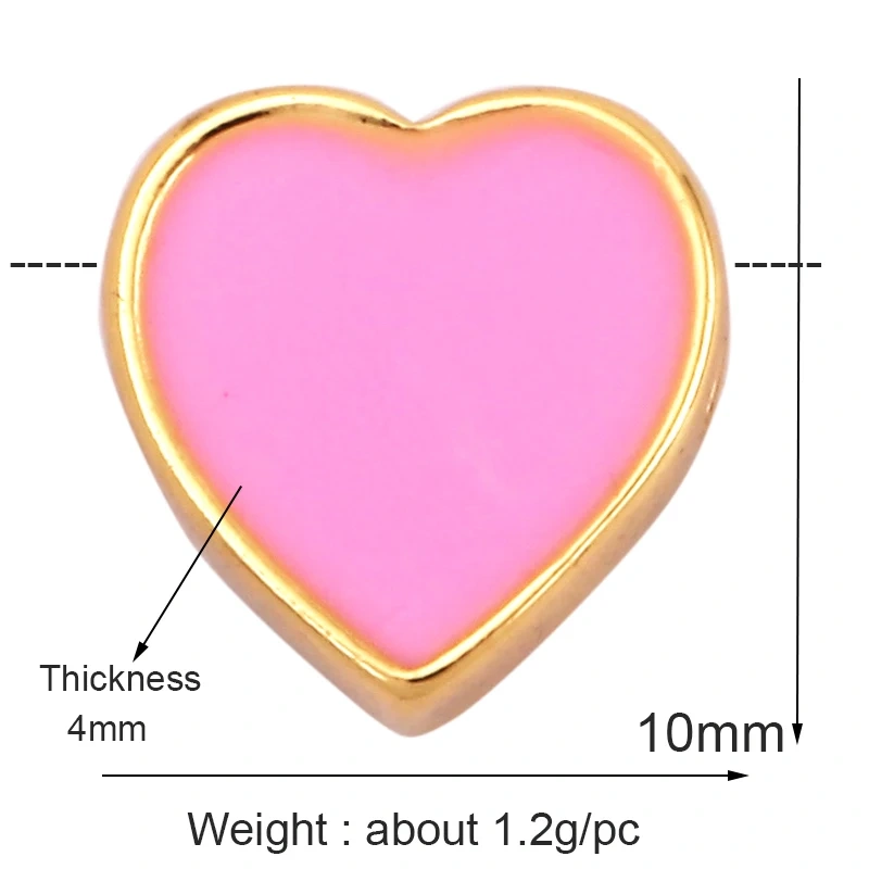 Enamel Happy  Face Heart Star Bead,10mm Gold Brass Colourful DIY Bracelet Components Accessories Wholesale Supplies M88