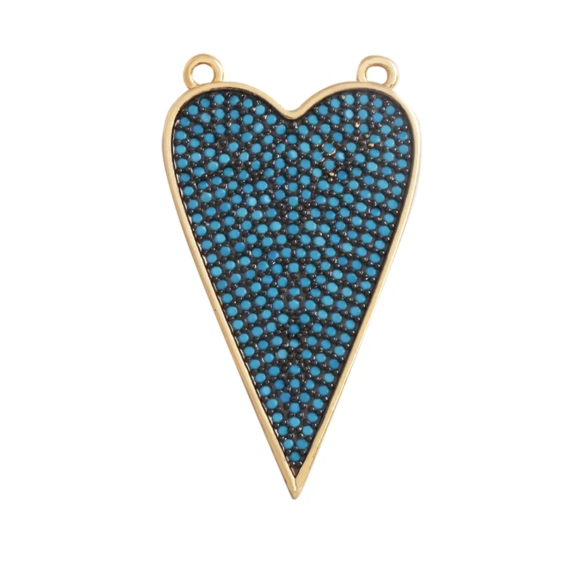 Fashion Love Heart Zircon Focal Charm Pendant,Twin Two Hole 18K Gold Plated, Necklace Bracelet Jewelry Accessories Supply M07