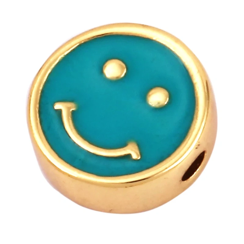 Enamel Happy  Face Heart Star Bead,10mm Gold Brass Colourful DIY Bracelet Components Accessories Wholesale Supplies M88