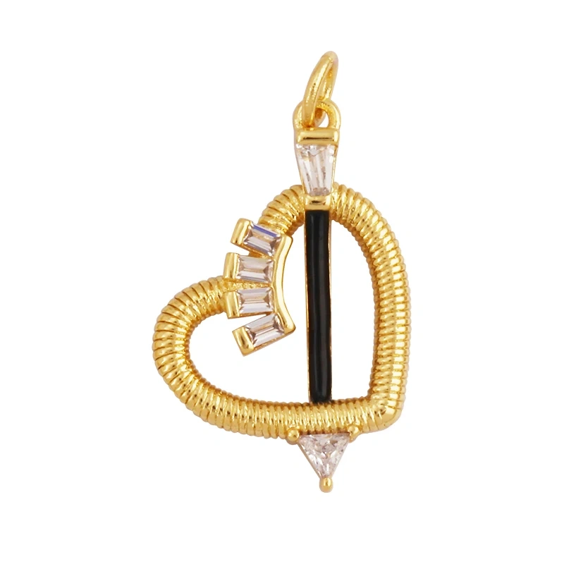 Trendy Love Heart Enamel Zircon Charm Pendant,18K Gold Plated Colour,Necklace Bracelet Handmade Jewelry Accessories Supplies M69