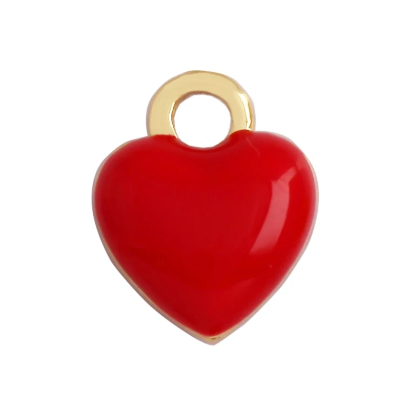 Trendy Love Heart Enamel Zircon Charm Pendant,18K Gold Plated Colour,Necklace Bracelet Handmade Jewelry Accessories Supplies M69