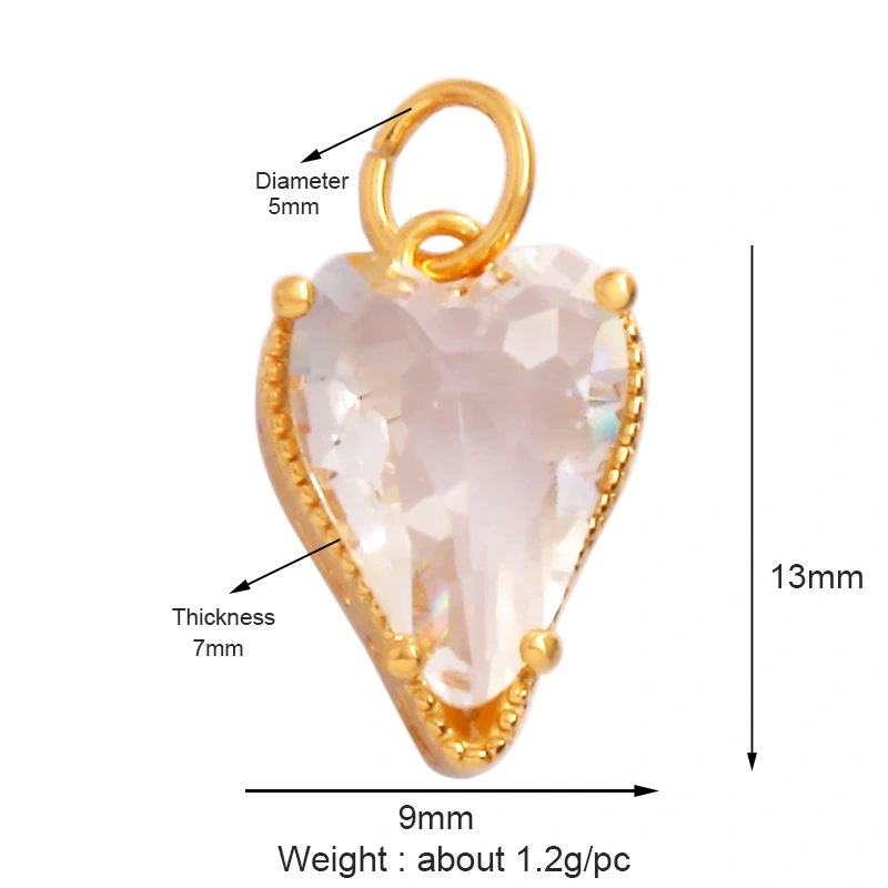 Trendy Love Heart Enamel Zircon Charm Pendant,18K Gold Plated Colour,Necklace Bracelet Handmade Jewelry Accessories Supplies M69